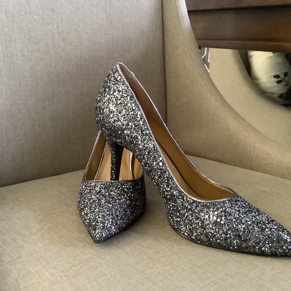 Nine West Silver/Charcoal Sparkle Dress Shoes